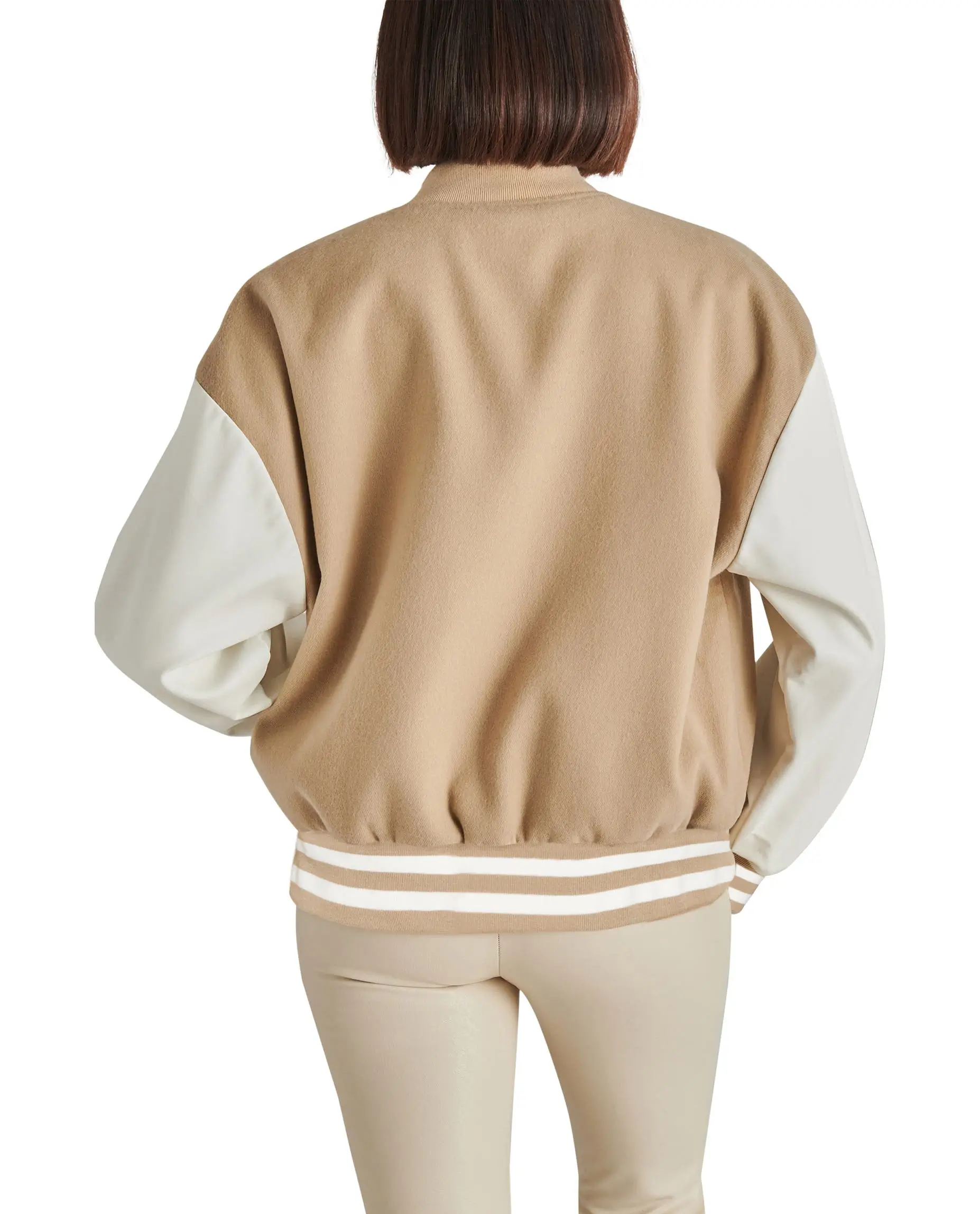Alexandra Letterman Varsity Jacket Camel Brown & White - Image 2