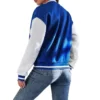 Casual Baseball Letterman Varsity Jacket Blue and White - Image 3