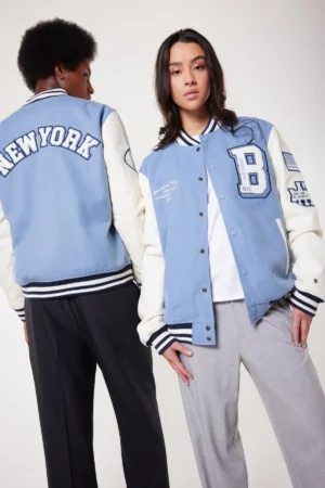 Varsity Letterman Joey Jacket Sky Blue And White
