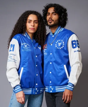 Blue & White Letterman Couple Varsity Jackets