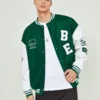 Manfinity 1pc Letter Letterman Embroidered Colorblock Varsity Jacket - Image 5