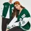 Manfinity 1pc Letter Letterman Embroidered Colorblock Varsity Jacket