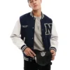 Jack & Jones Letterman Varsity Jacket Wool & Leather