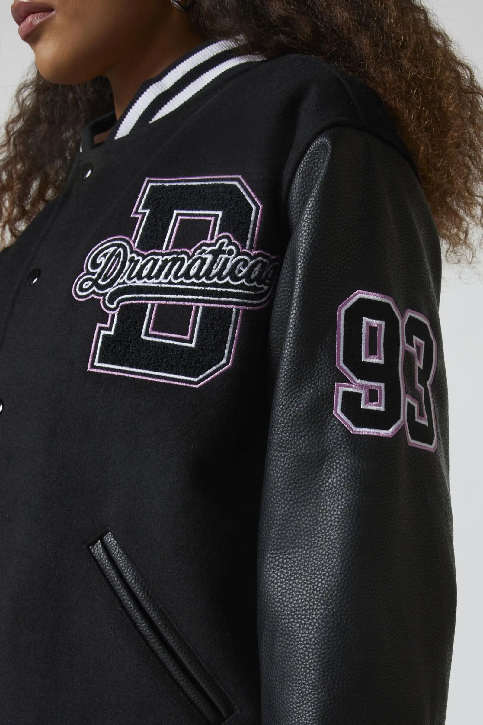 Women's Varsity Letterman Jacket Wool & Leather - Image 4