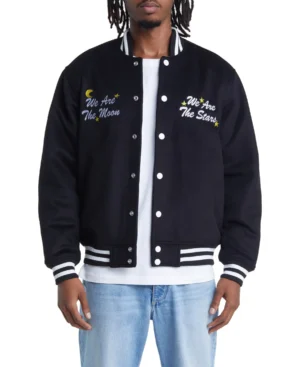 Obey Wizard Letterman Varsity Jacket Black