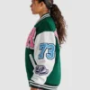 Barbie X Roots Letterman Green/White Wool & Leather Varsity Jacket - Image 4