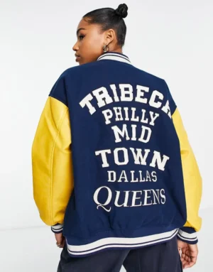 Alternative view of Pull & Bear Letterman Oversized Collegiate Bomber Jacket