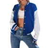 Casual Baseball Letterman Varsity Jacket Blue and White
