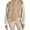 Alexandra Letterman Varsity Jacket Camel Brown & White