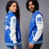 Blue & White Letterman Couple Varsity Jackets - Image 4