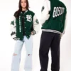 Boston Baseball Letterman Varsity Green Jacket