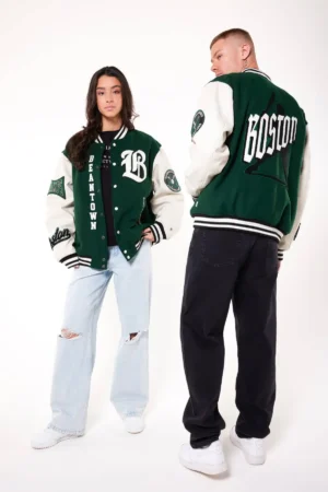 Boston Baseball Letterman Varsity Green Jacket