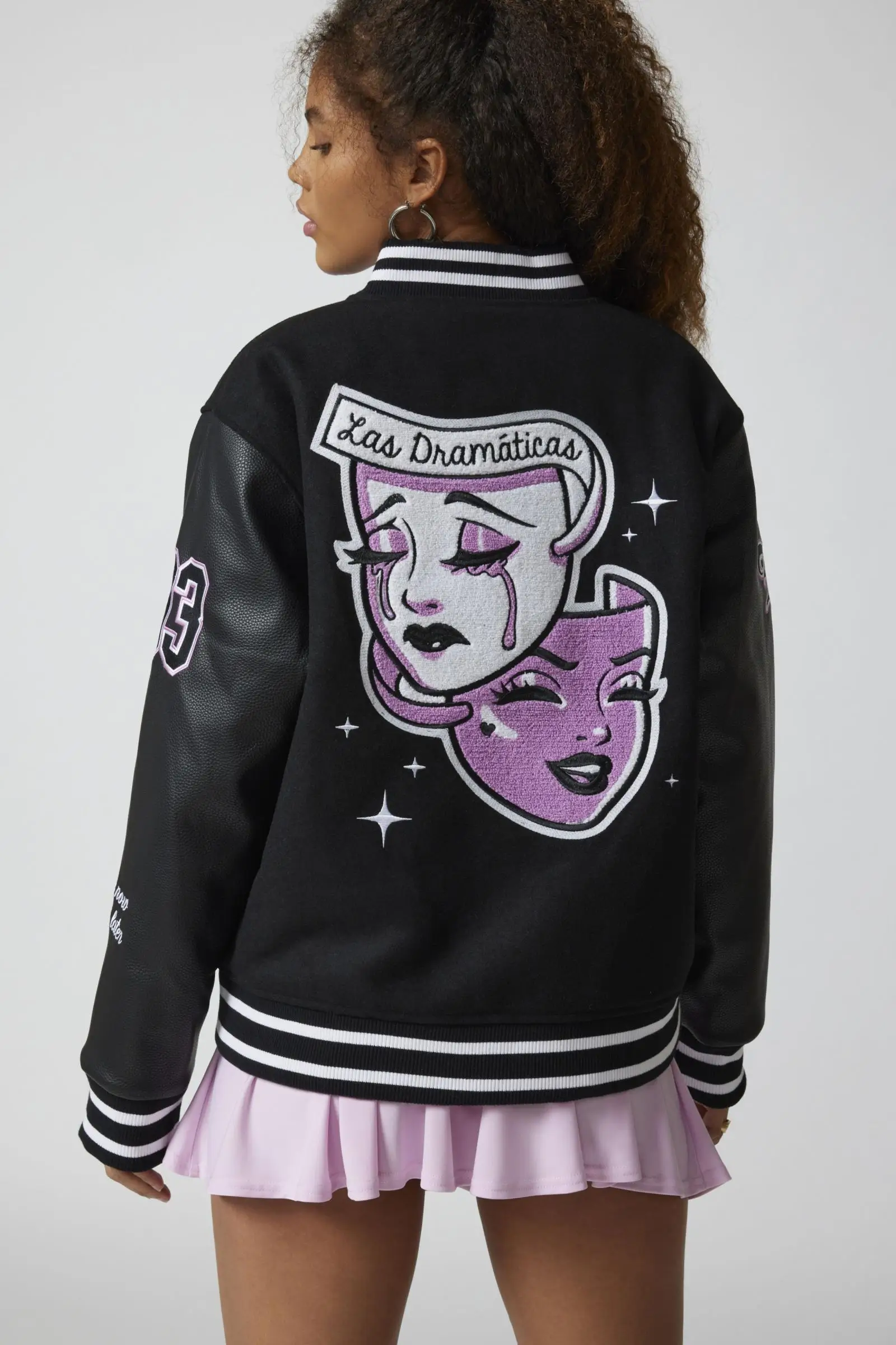 Women's Varsity Letterman Jacket Wool & Leather - Image 2