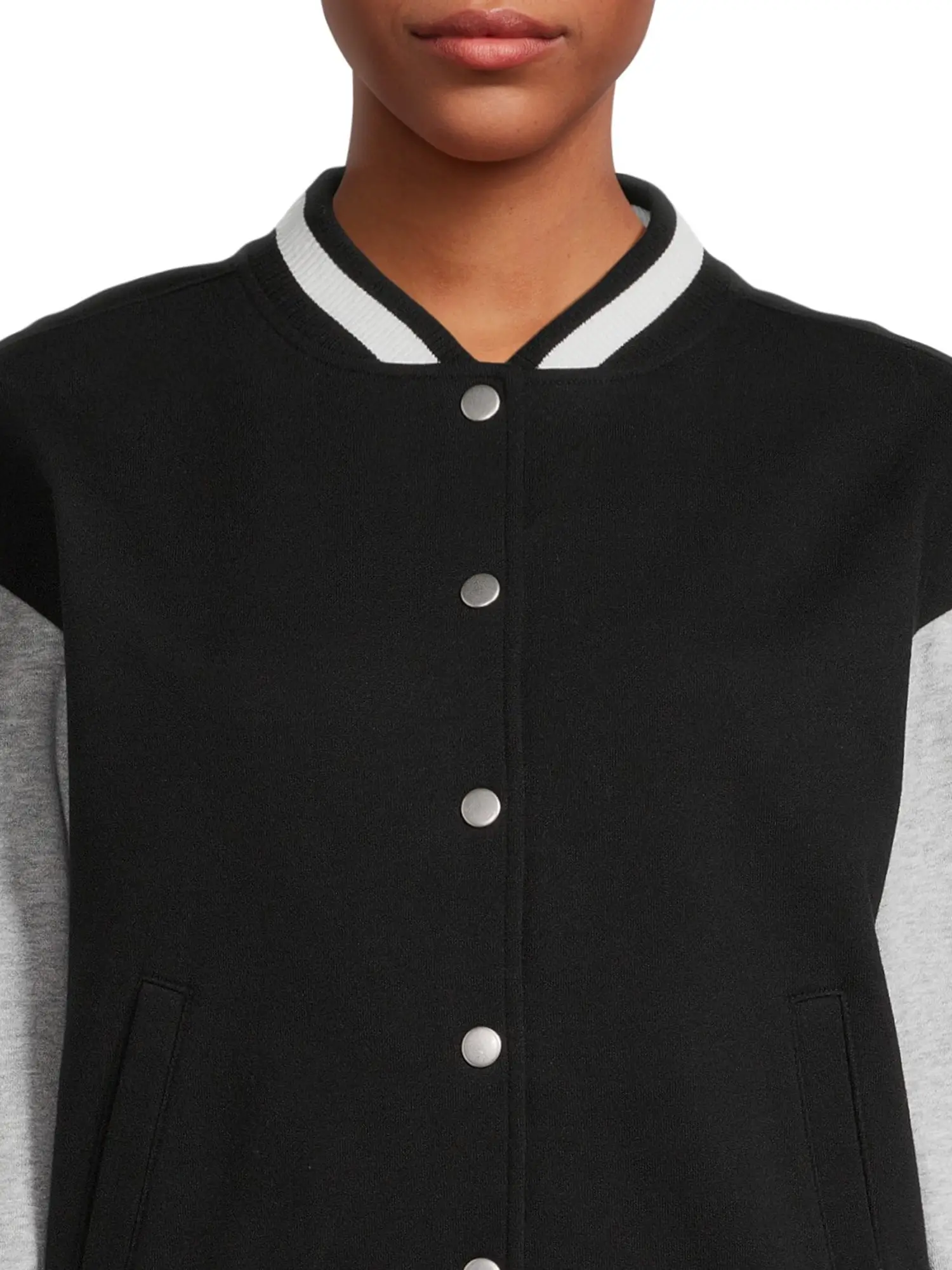 Juniors Varsity Letterman Jacket Black & Grey Marl - Image 4
