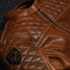 Biker Couple Brown Letterman Leather Jacket - Image 3