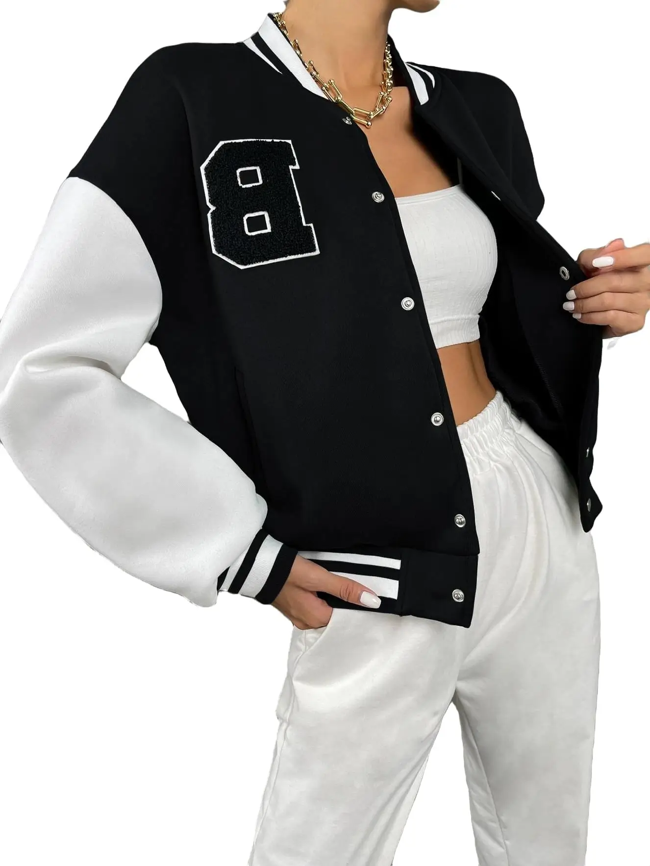 Women's Casual Letterman Baseball Varsity Jackets - Image 3