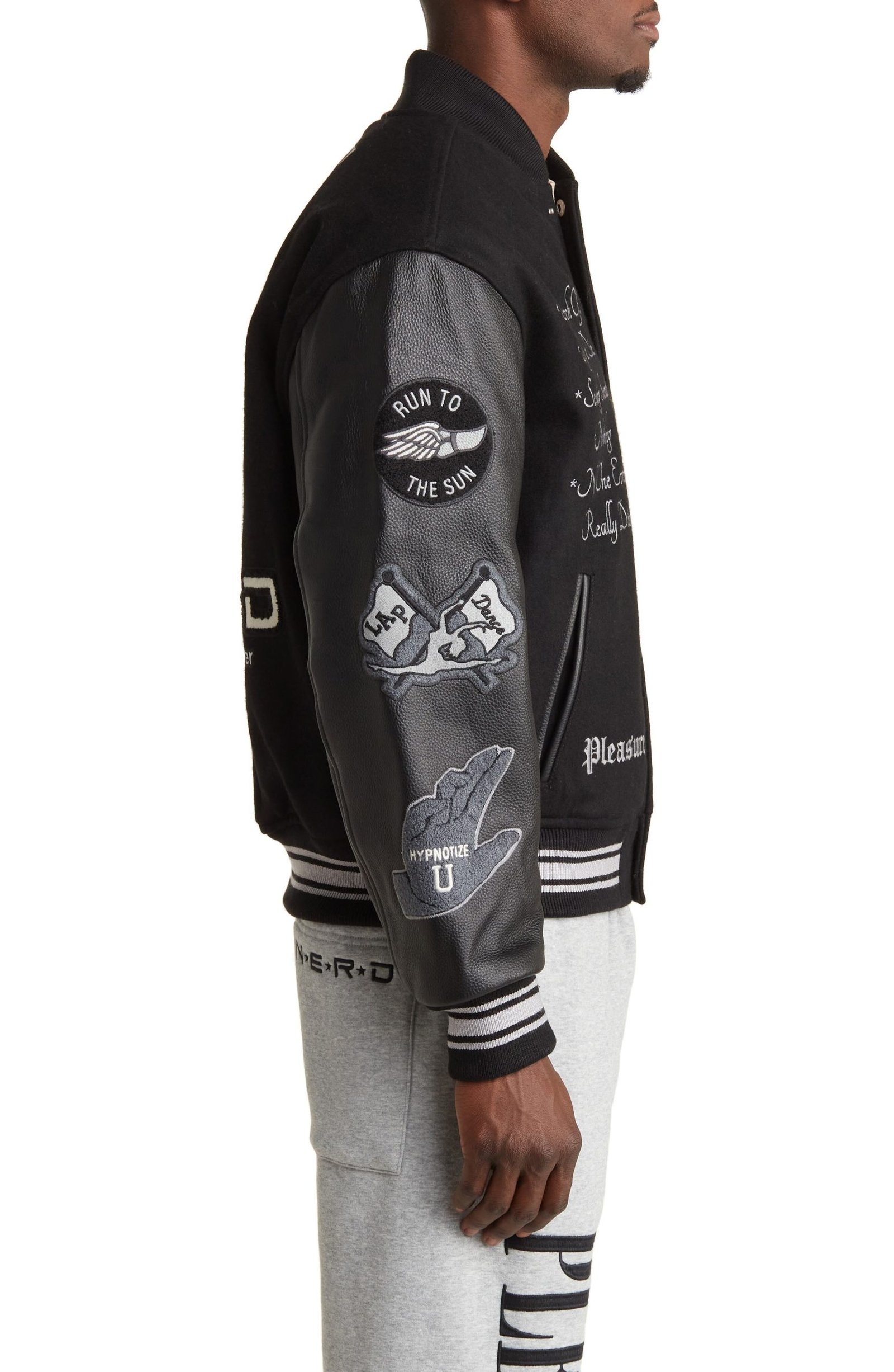 Men's Nerd Varsity Letterman Jacket Leather & Wool - Image 5