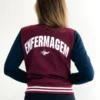 College Letterman Varsity Jacket Wine and Navy Blue - Image 5