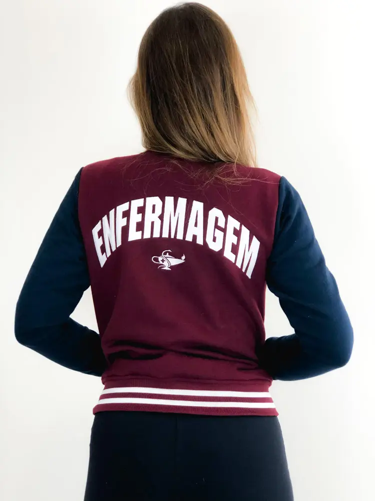 College Letterman Varsity Jacket Wine and Navy Blue - Image 5