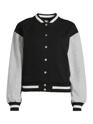 Alternative view of Juniors Varsity Letterman Jacket Black & Grey Marl