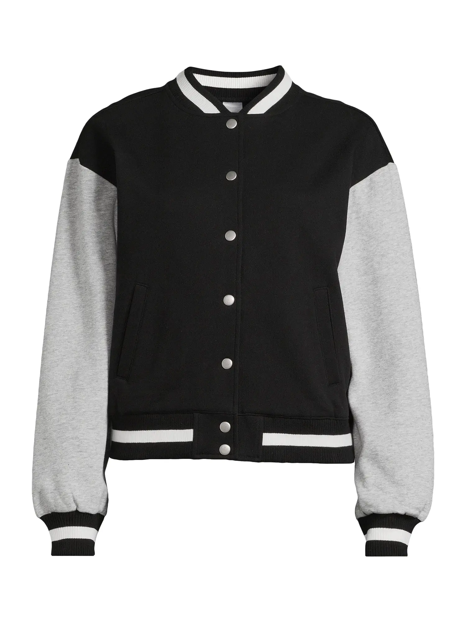 Juniors Varsity Letterman Jacket Black & Grey Marl - Image 2