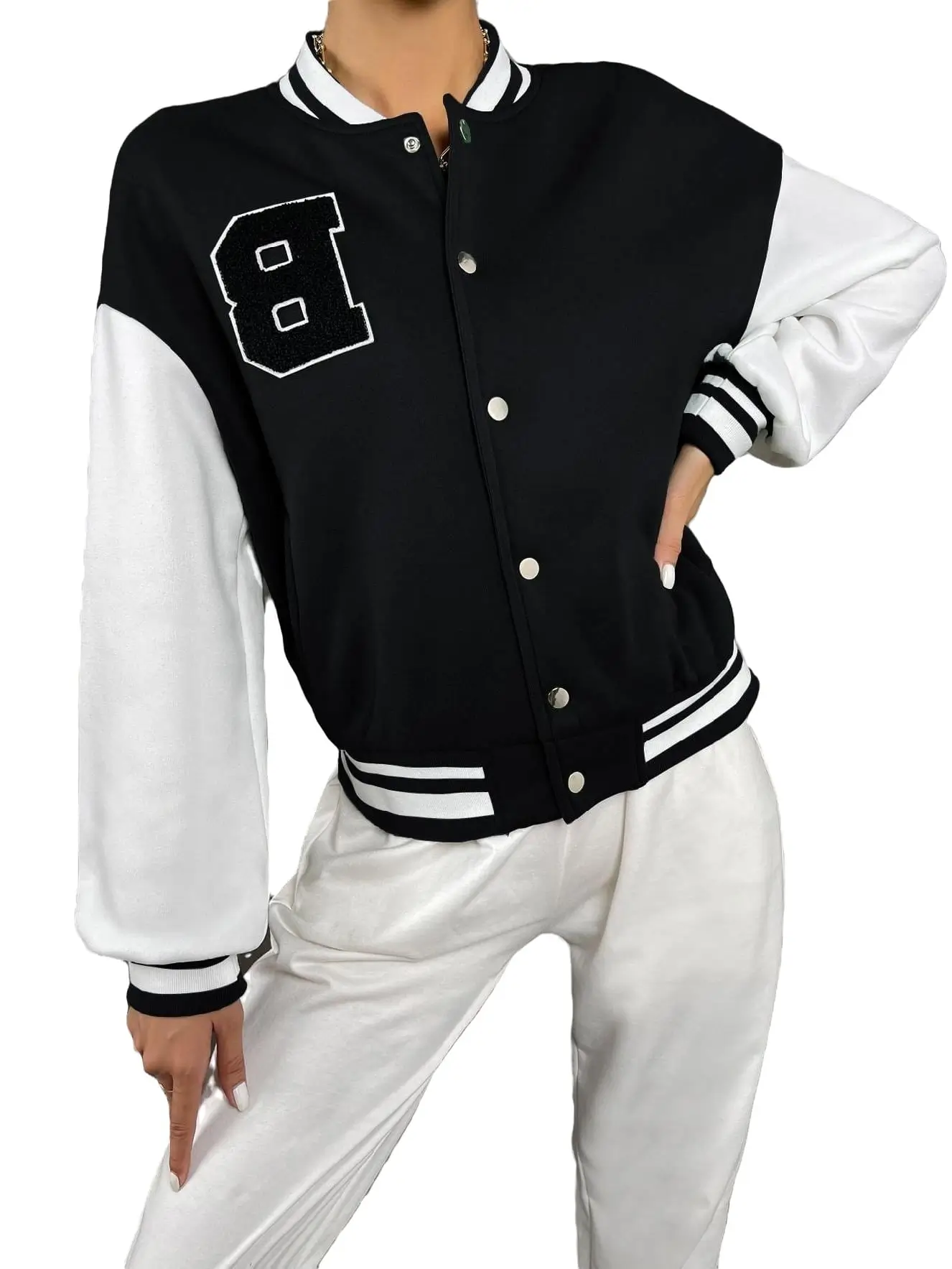 Women's Casual Letterman Baseball Varsity Jackets - Image 4