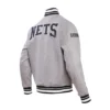 Brooklyn Letterman Crest Emblem Full-Snap Gray Varsity Jacket - Image 2