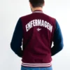 College Letterman Varsity Jacket Wine and Navy Blue - Image 6
