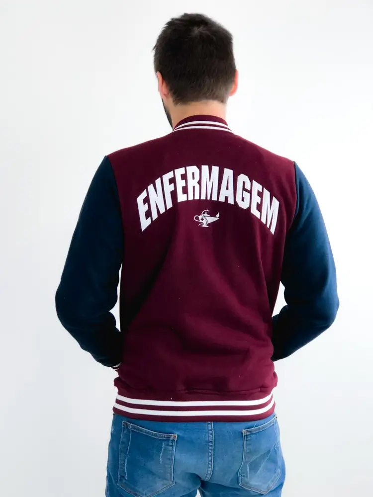 College Letterman Varsity Jacket Wine and Navy Blue - Image 6
