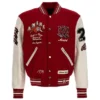 AMIRI Vintage Patch Letterman Red/Cream Wool & Leather Varsity Jacket