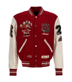 AMIRI Vintage Patch Letterman Red/Cream Wool & Leather Varsity Jacket