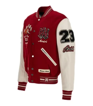 Alternative view of AMIRI Vintage Patch Letterman Red/Cream Wool & Leather Varsity Jacket