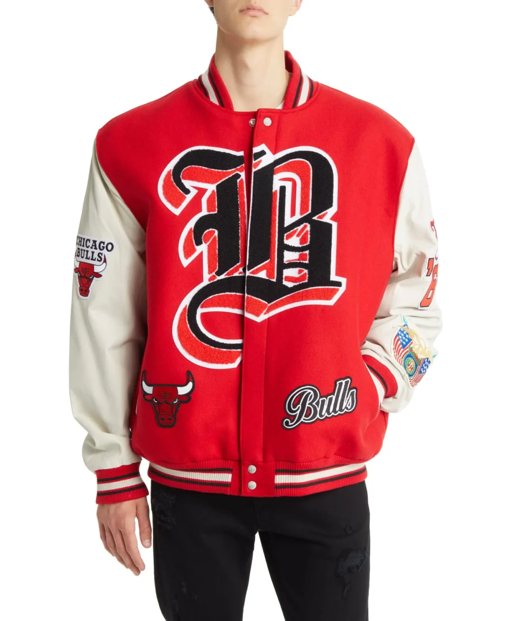 Chicago Bulls Old English Wool Blend Varsity Jacket