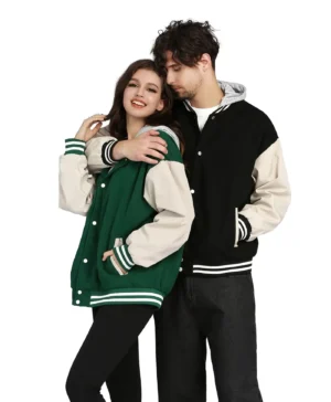 Alternative view of Couple Baseball Letterman Casual Bomber Varsity Jacket