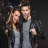 Couple Black Biker Letterman Leather Jacket - Image 6