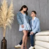 Couple Denim Letterman Embroidered Blue Jacket - Image 3