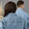 Couple Denim Letterman Embroidered Blue Jacket - Image 4