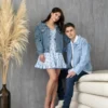 Couple Denim Letterman Embroidered Blue Jacket - Image 5