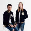 Couple University Letterman Full-Snap Navy Wool Varsity Jacket