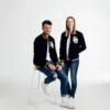 Couple University Letterman Full-Snap Navy Wool Varsity Jacket - Image 7