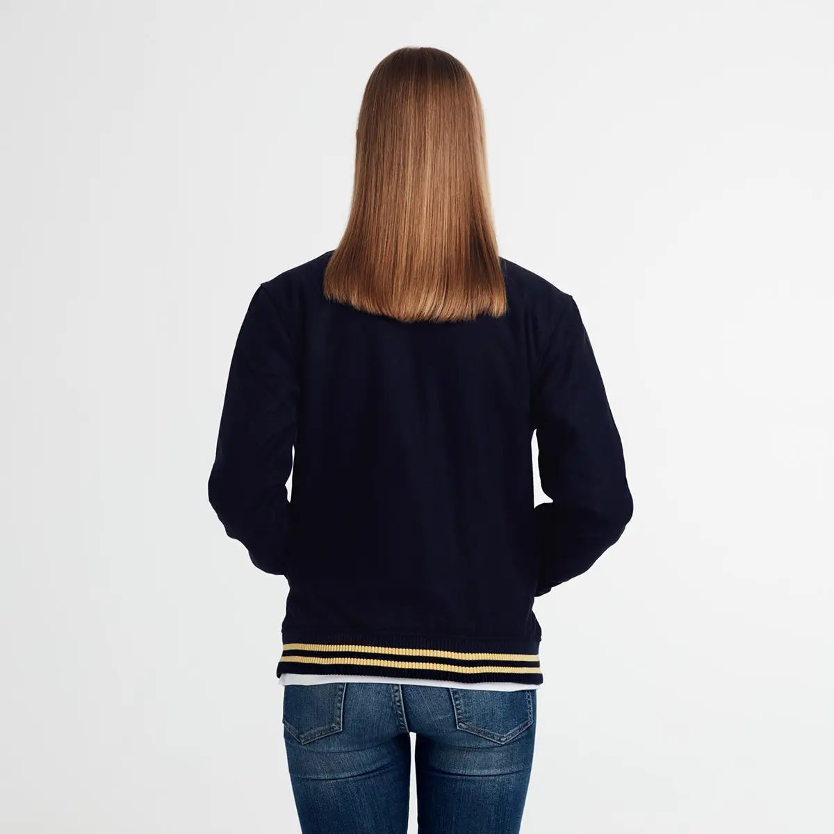 Couple University Letterman Full-Snap Navy Wool Varsity Jacket - Image 3