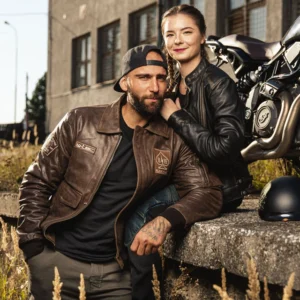Couple W-TEC Letterman Bomber Leather Jacket