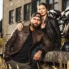 Couple W-TEC Letterman Bomber Leather Jacket - Image 3