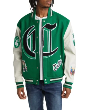Jeff Hamilton Boston Block Letter Old English Wool Varsity Jacket