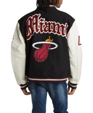 Alternative view of Jeff Hamilton X Old English Miami Heat Block Letter Varsity Jacket