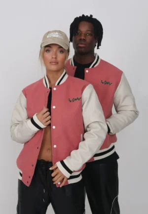 Legacy Studios Lamar Letterman Couple Pink/White Wool & Leather Varsity Jacket