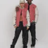 Legacy Studios Lamar Letterman Couple Pink/White Wool & Leather Varsity Jacket - Image 6