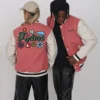 Legacy Studios Lamar Letterman Couple Pink/White Wool & Leather Varsity Jacket - Image 2