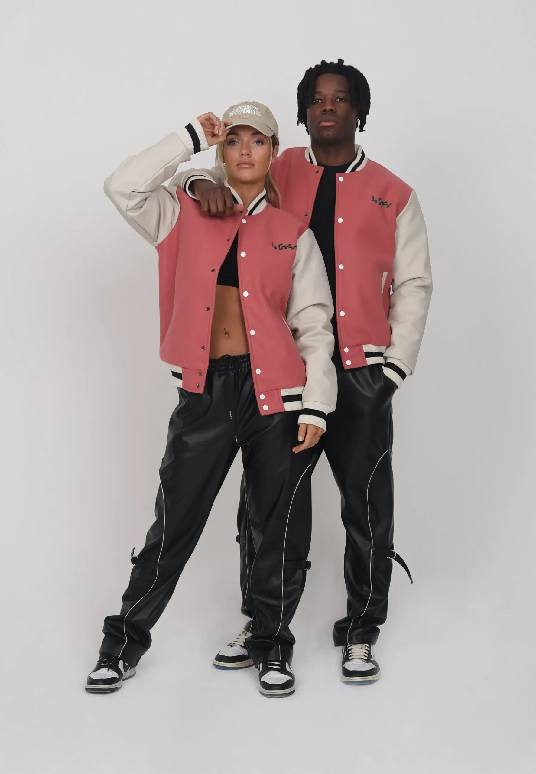Legacy Studios Lamar Letterman Couple Pink/White Wool & Leather Varsity Jacket - Image 4