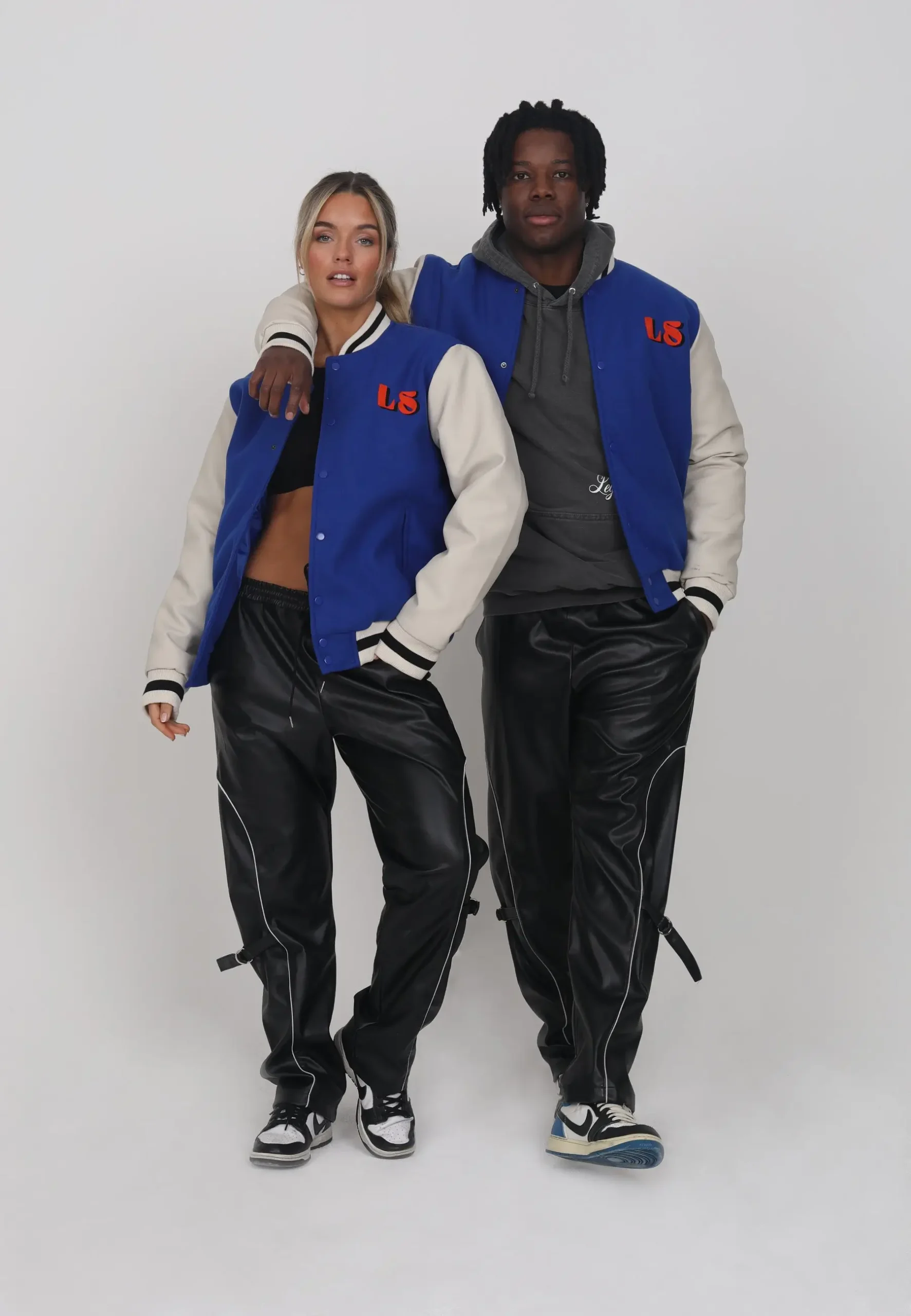 Legacy Studios OAK Letterman Couple Blue/White Wool & Leather Varsity Jacket - Image 5